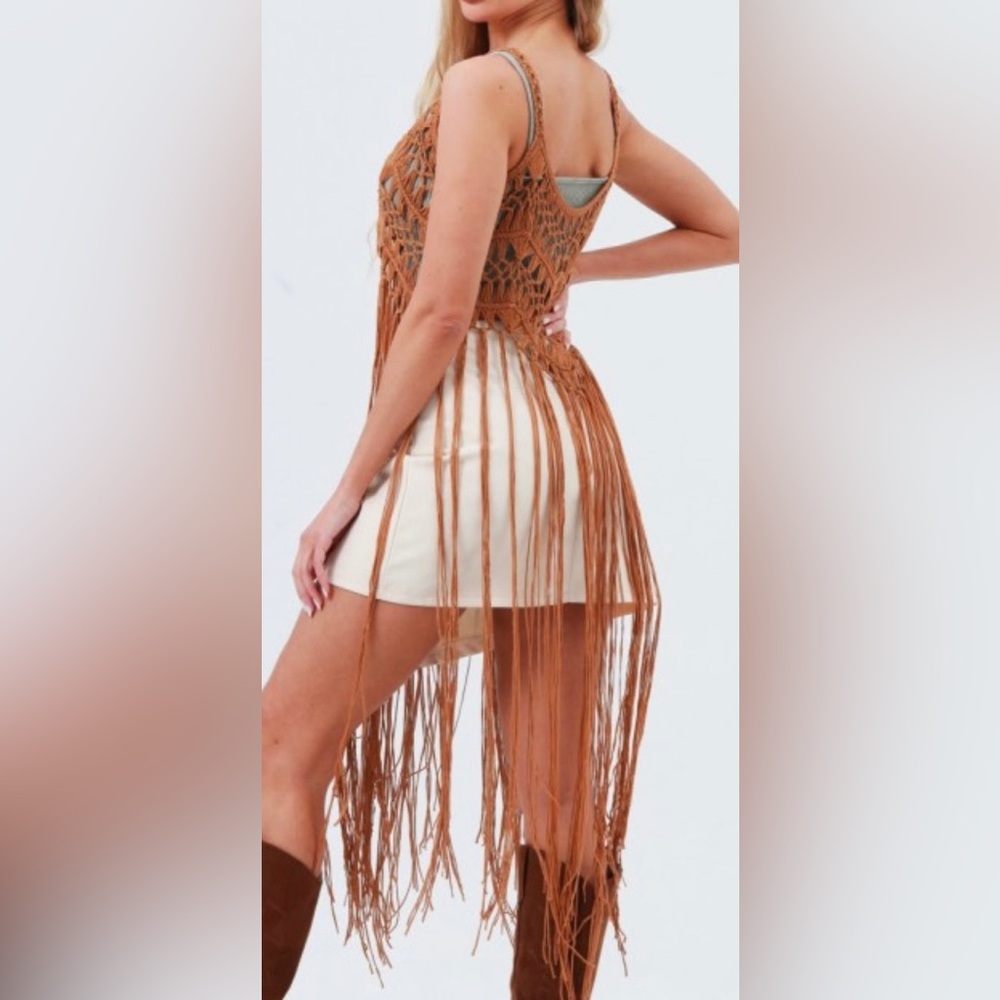 Fringe Camel Crop Top - Picture 2 of 3
